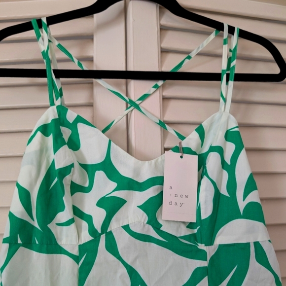 NWT a new day Green & White Midi Sundress - Picture 3 of 7
